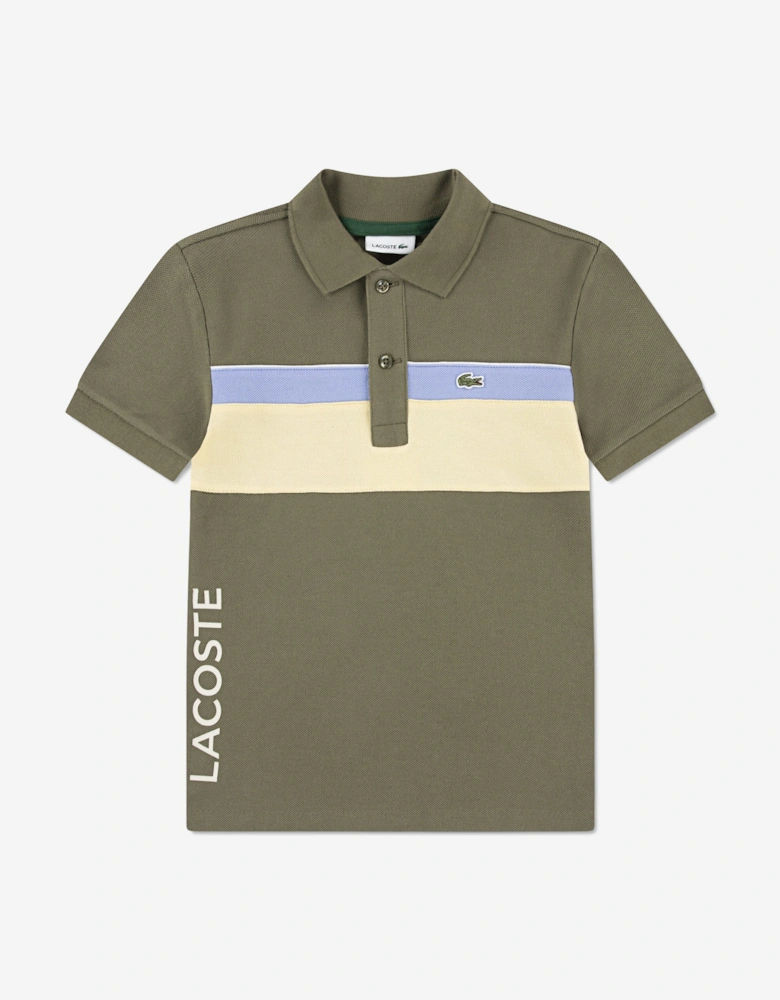 Boys Colourblock Polo Shirt in Green