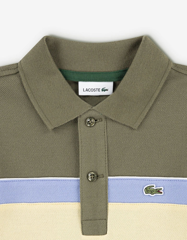 Boys Colourblock Polo Shirt in Green