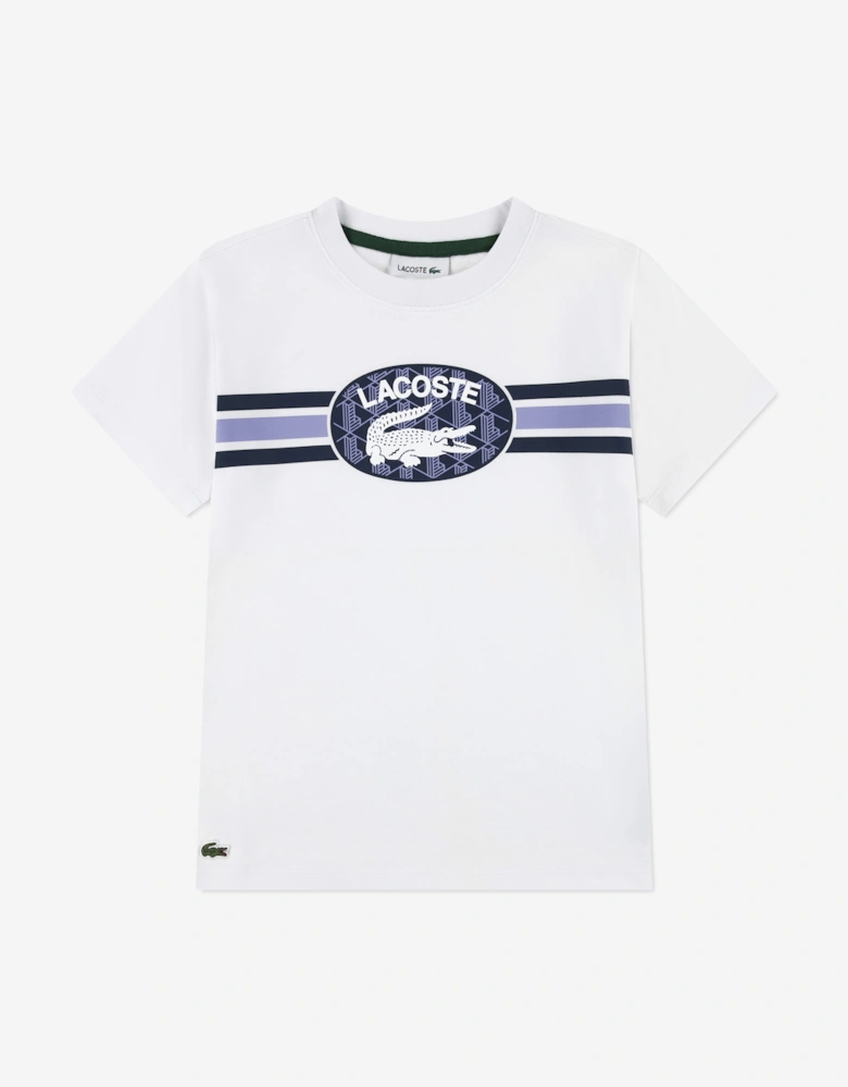 Boys Striped Logo T-Shirt in White