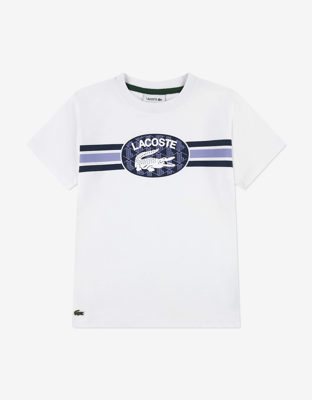 Boys Striped Logo T-Shirt in White, 5 of 4