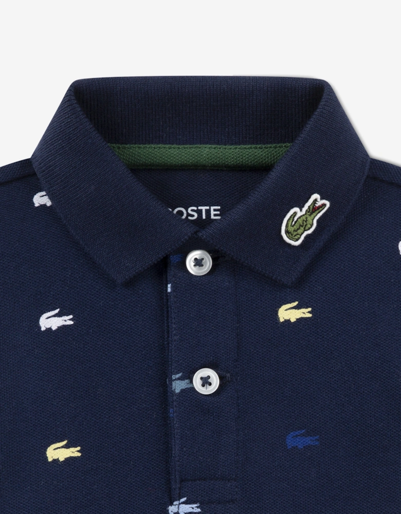 Baby Pique Polo Bodysuit in Navy