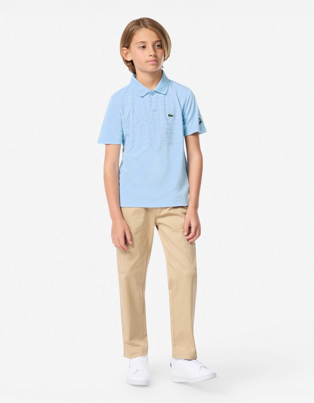 Boys Novak Djokovic Crossed Polo Shirt in Blue