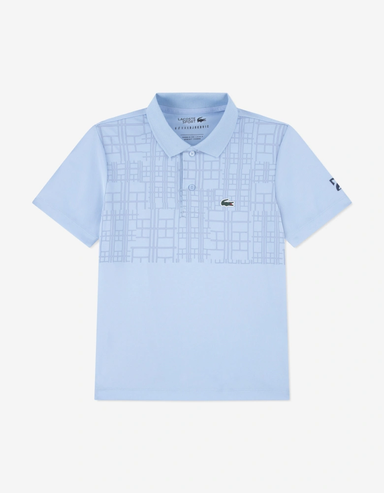 Boys Novak Djokovic Crossed Polo Shirt in Blue