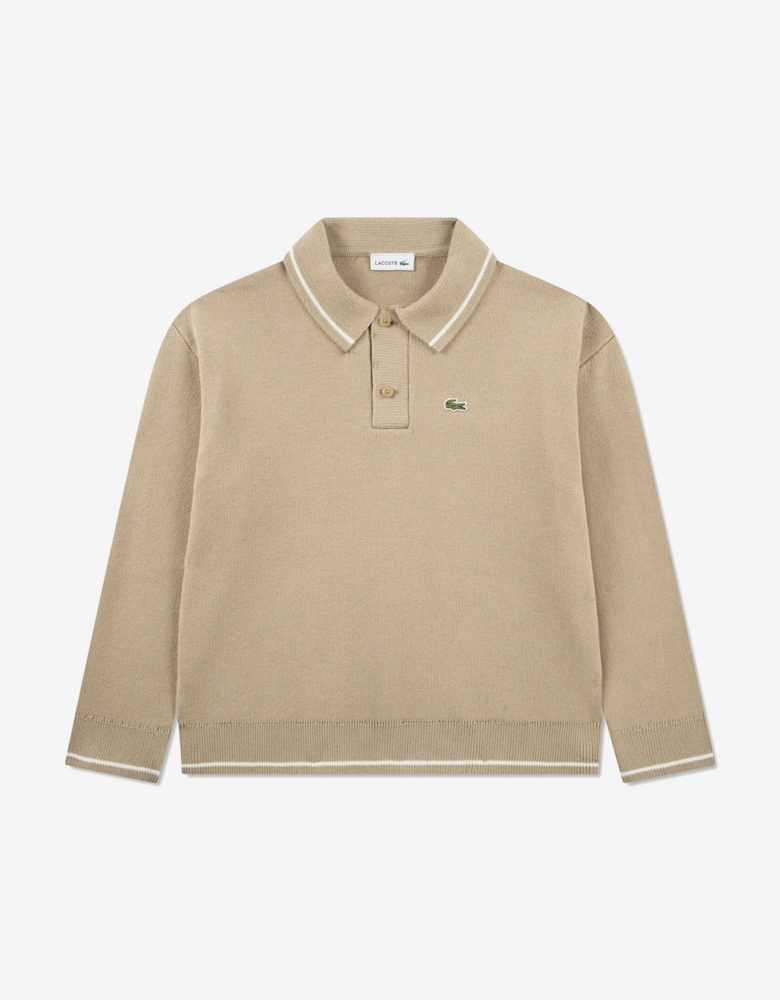 Boys Polo Jumper in Beige