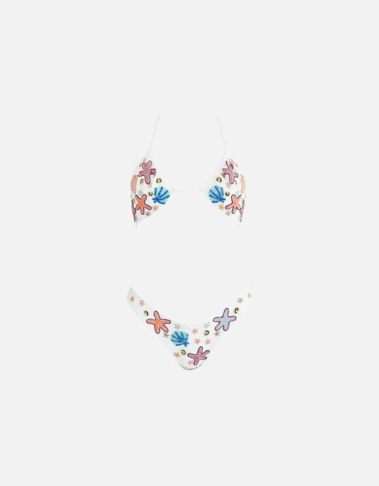 Marissa Hand Embroidered Luxe Bikini Top - White