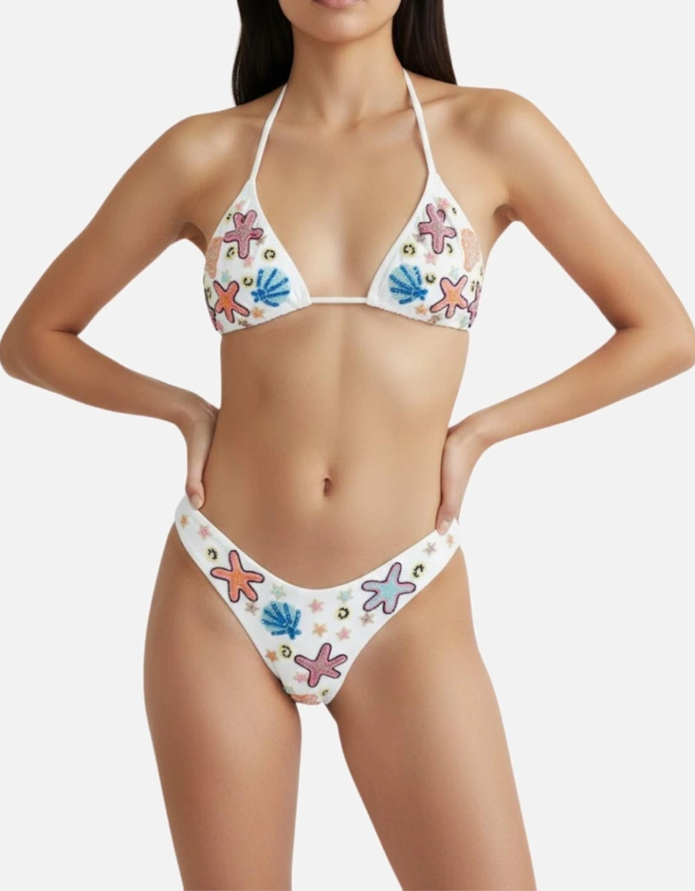 Marissa Hand Embroidered Luxe Bikini Top - White