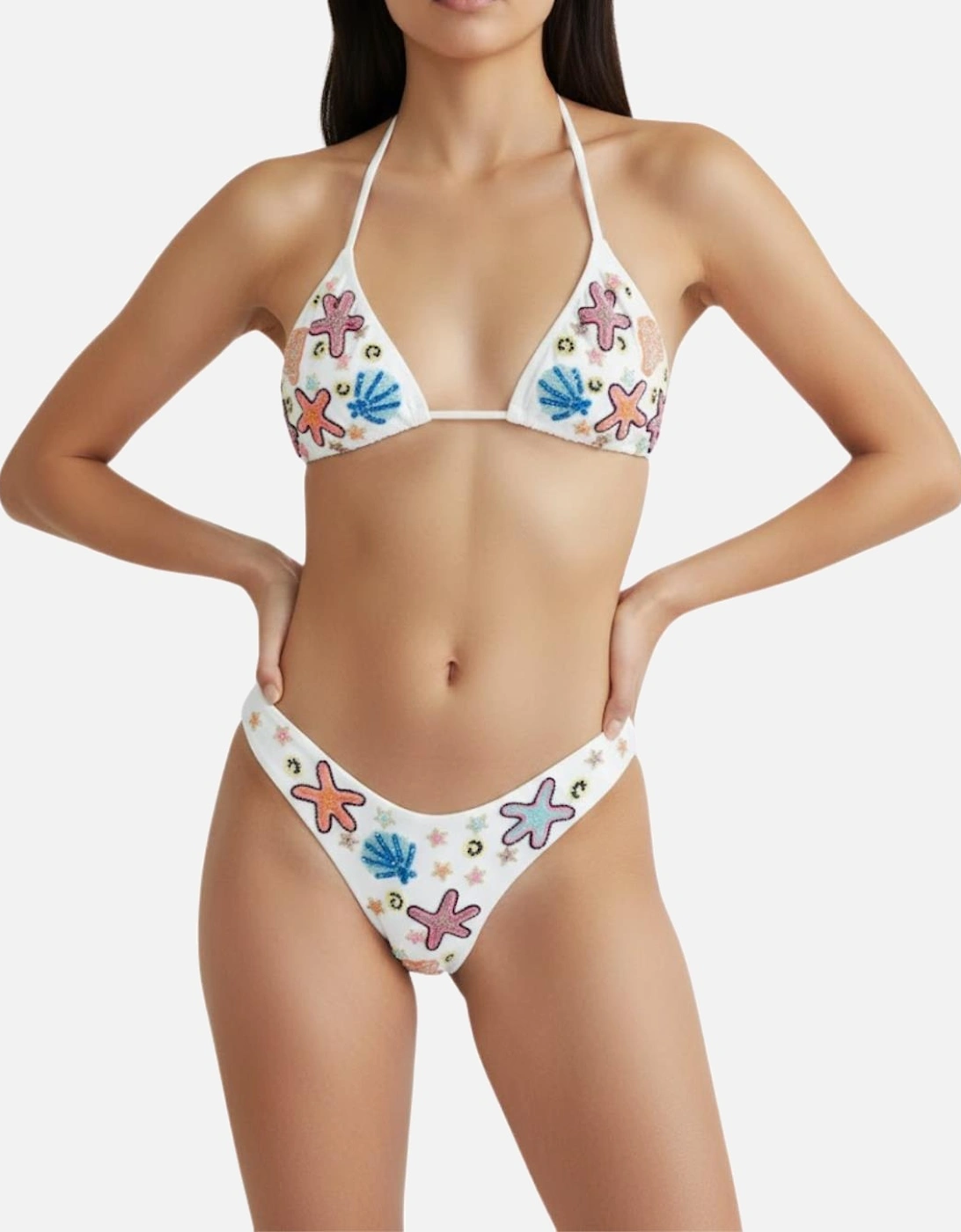 Marissa Hand Embroidered Luxe Bikini Top - White, 8 of 7