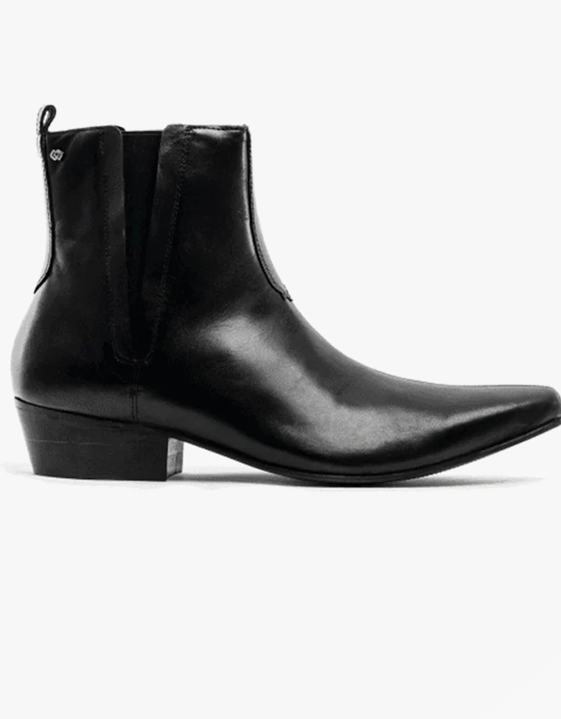 BRUNO Mens Leather Cuban Heel Pointed Boots Black, 9 of 8