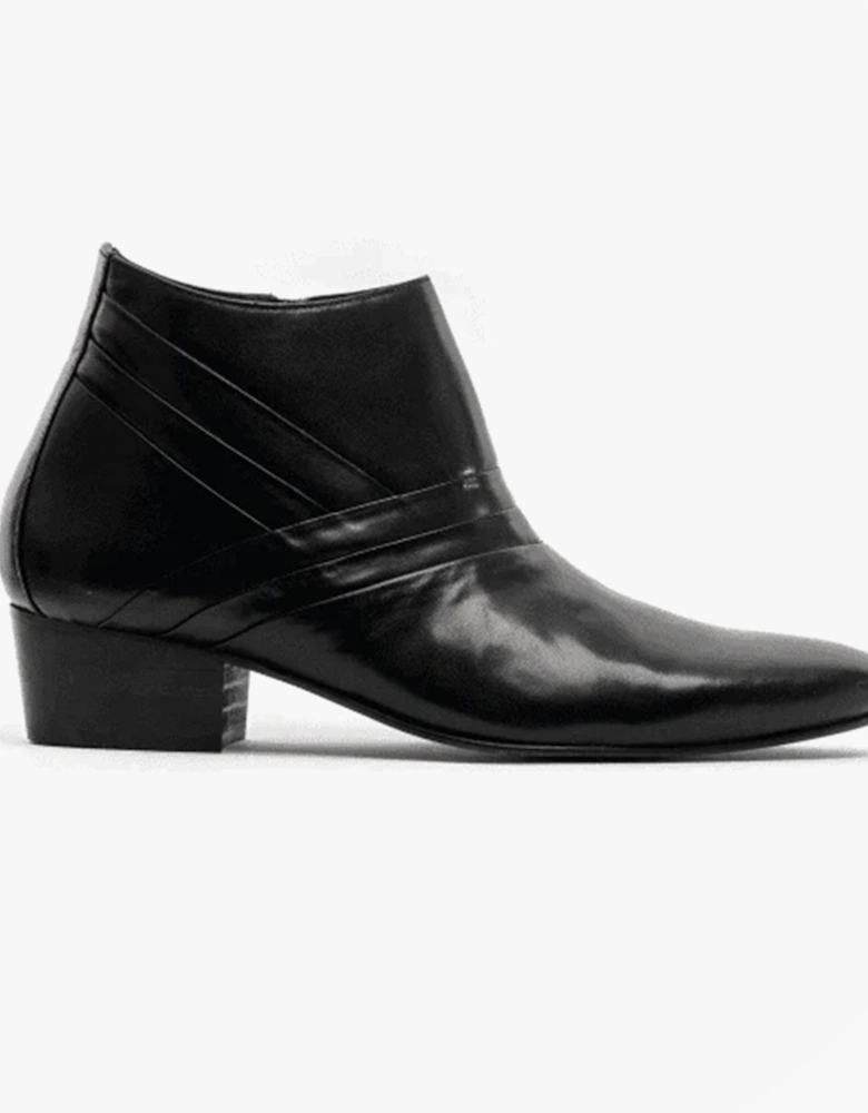 MARIO Mens Leather Cuban Heel Boots Black