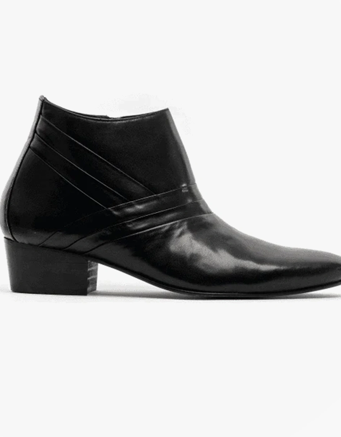 MARIO Mens Leather Cuban Heel Boots Black, 8 of 7