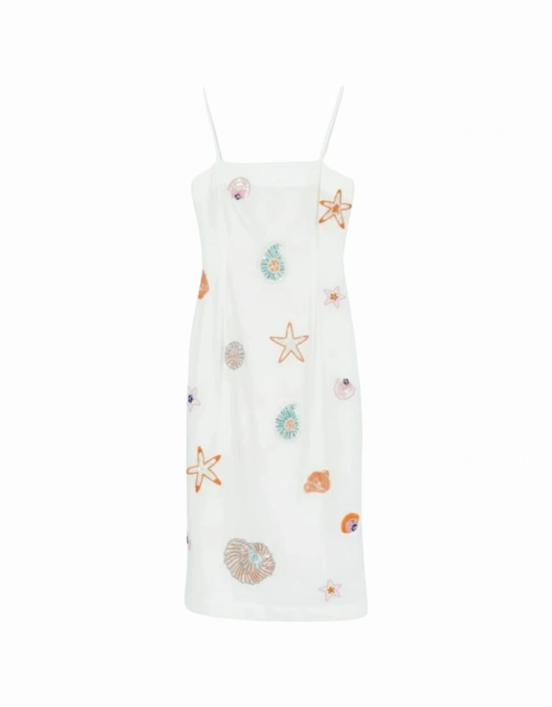 Kiara Crystal White Midi Dress