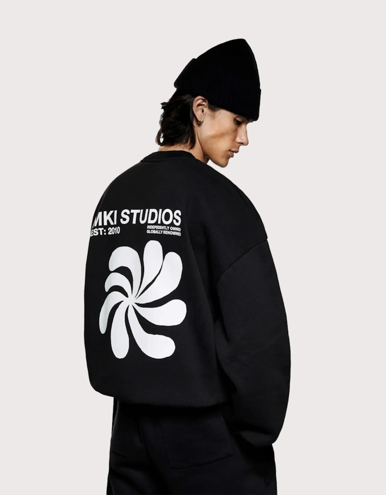 Oversized Abstract Crewneck Sweatshirt