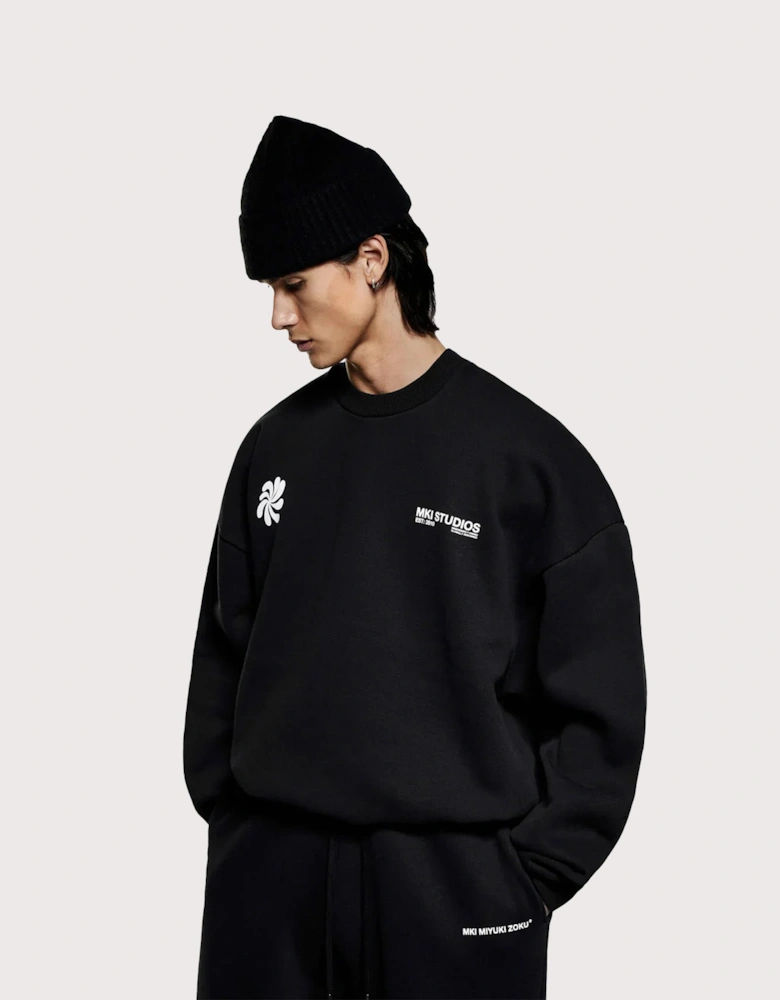 Oversized Abstract Crewneck Sweatshirt