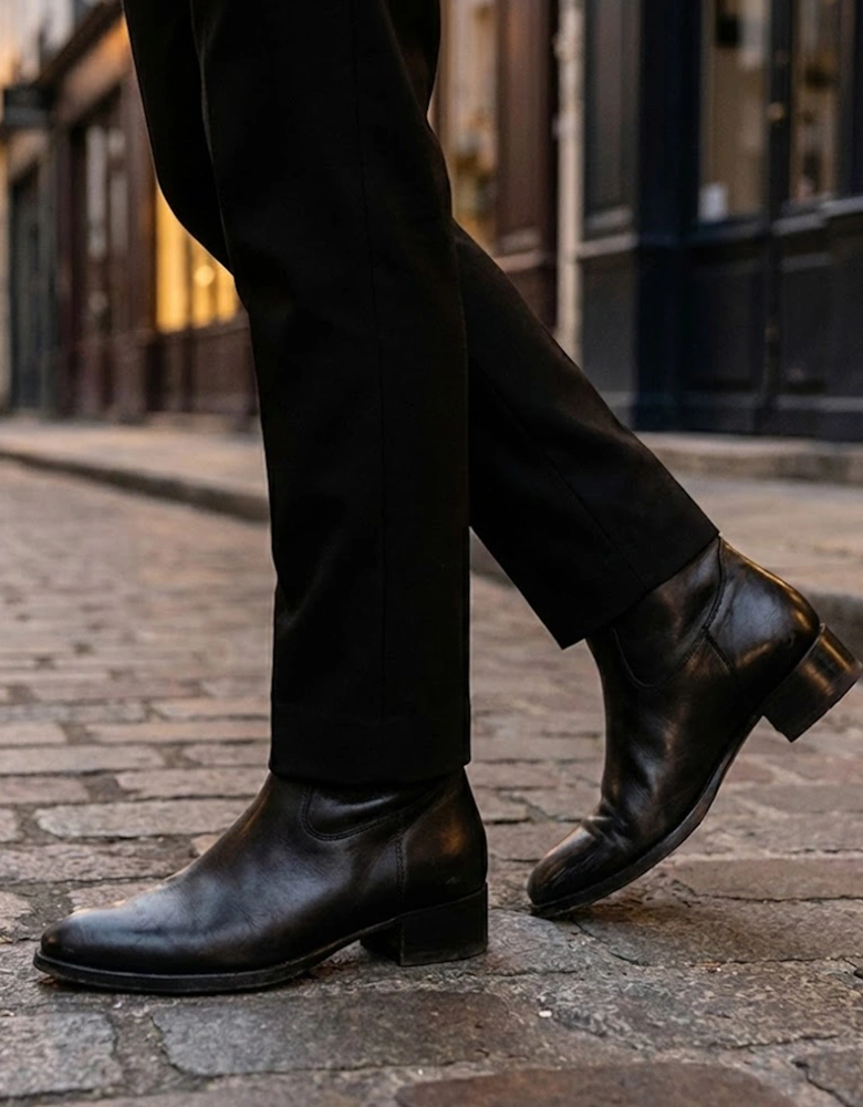 VALENTE Mens Leather Cuban Heel Boots Black