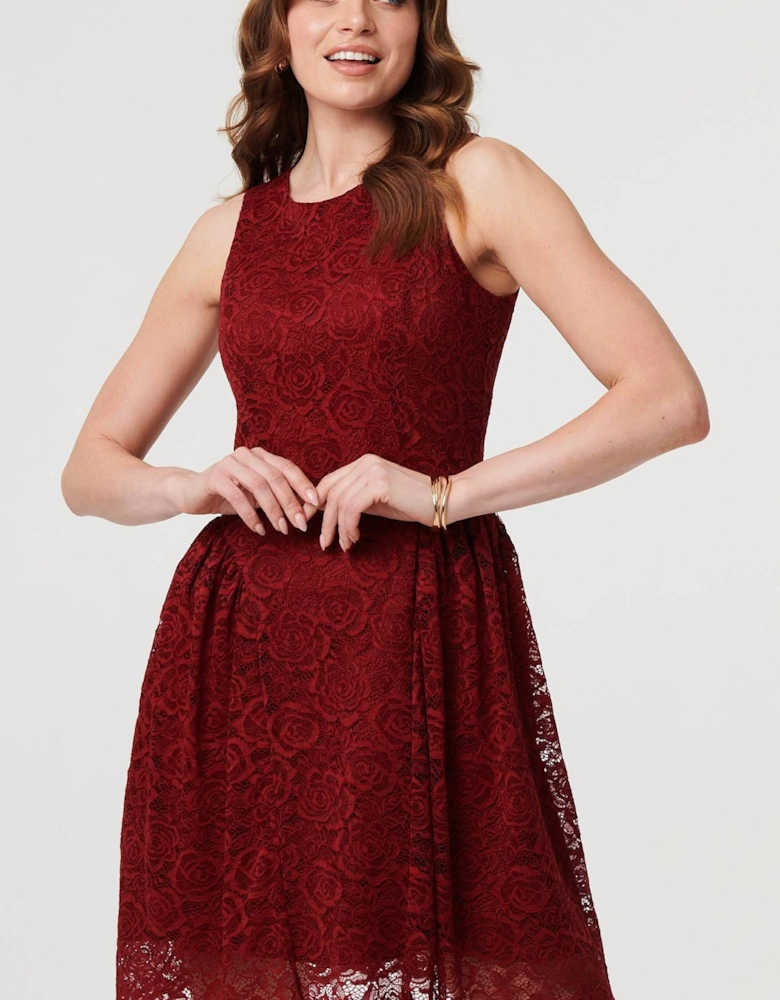 Lace Layer Sleeveless Short Skater Dress