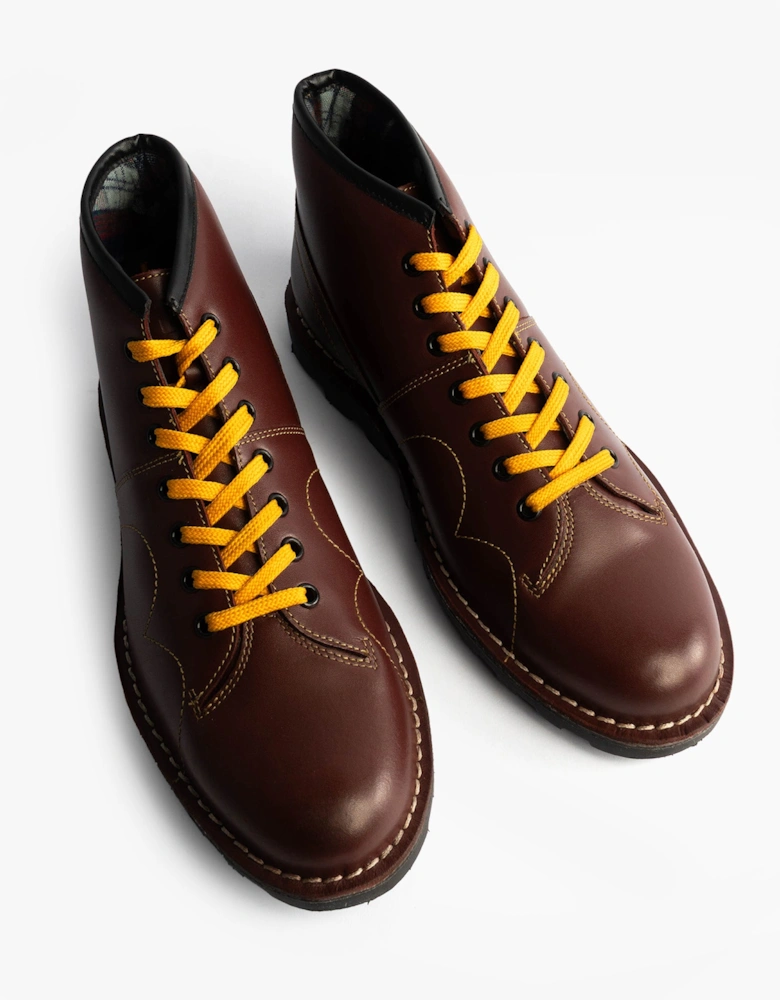 Unisex Leather Monkey Boots Wine