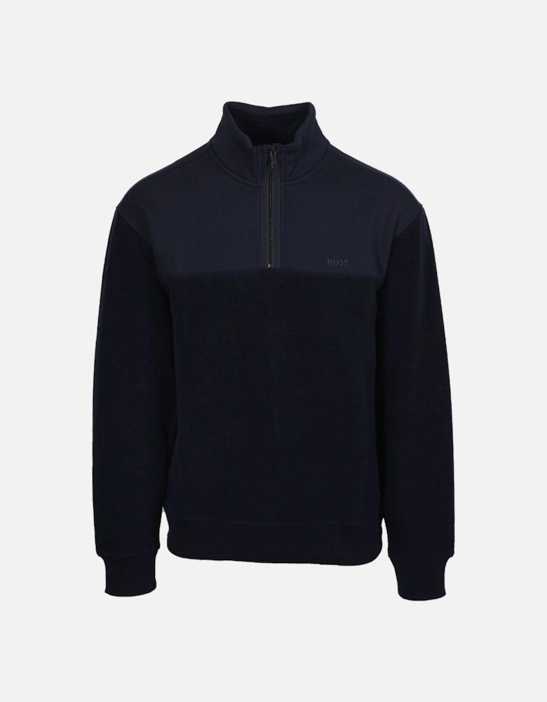 Boss Orange ZE_WINTERBRUSH HALF ZIP DARK BLUE