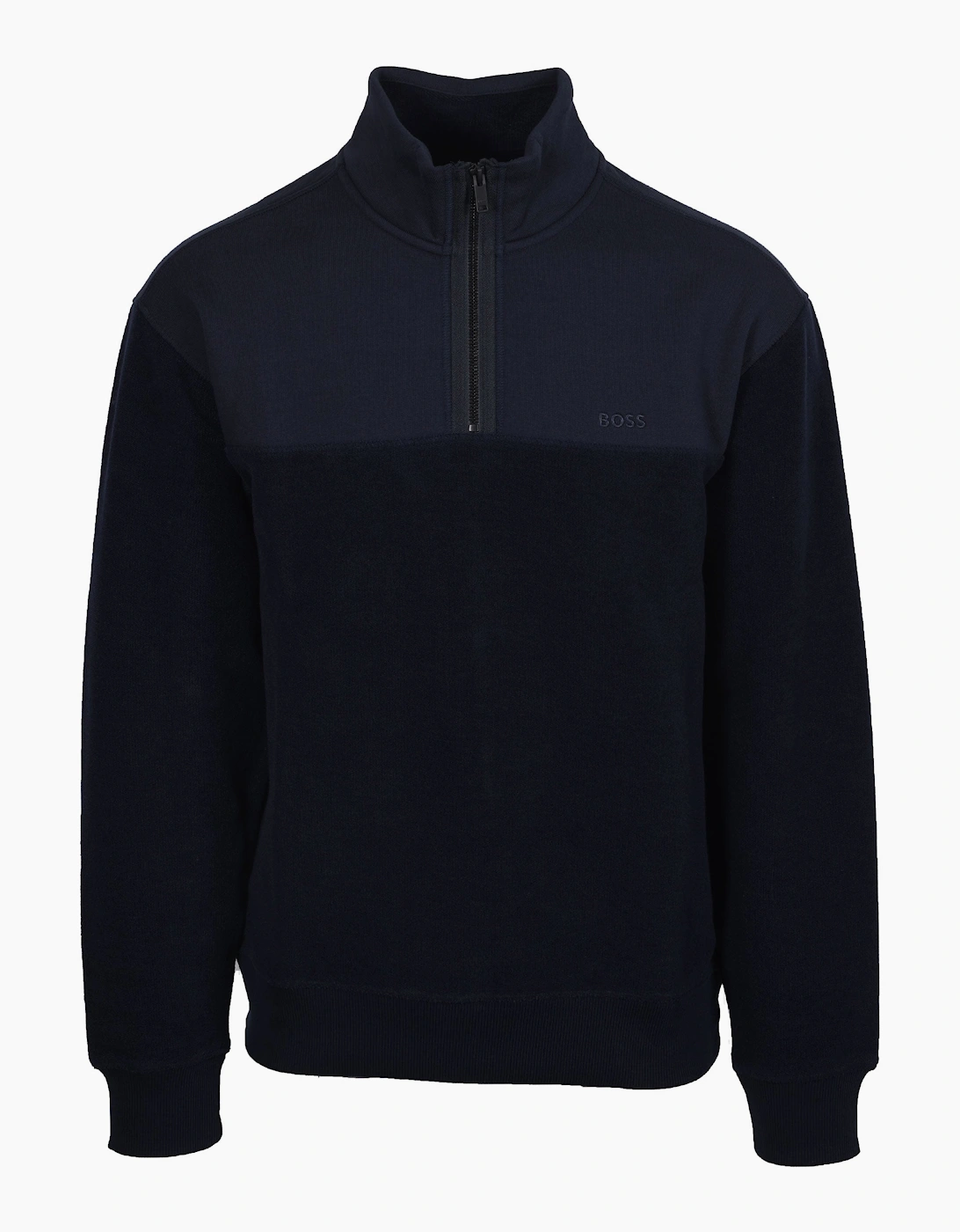 Men's Boss Orange ZE_WINTERBRUSH HALF ZIP DARK BLUE - Navy - Size: 44