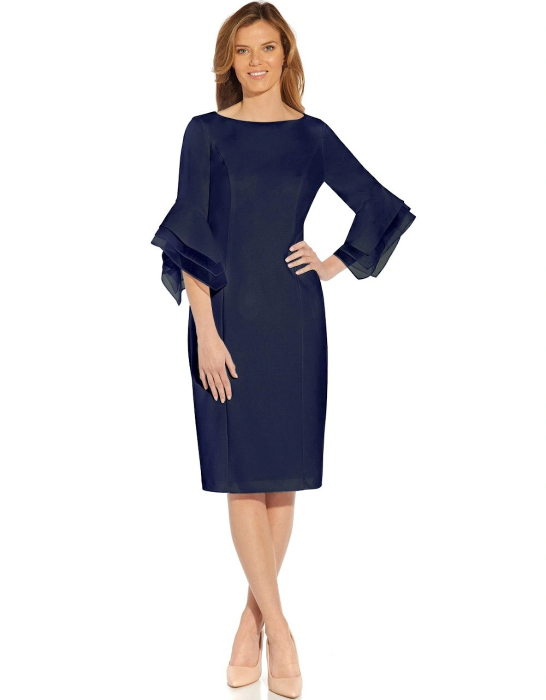 Knit Crepe Tiered Sleeve Dress, 2 of 1