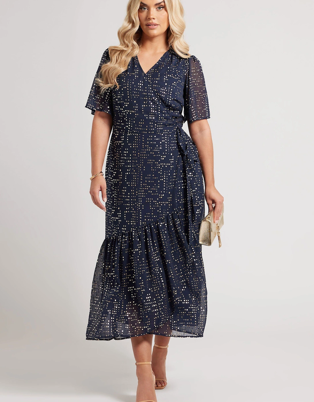 Metallic Dot Wrap Dress, 2 of 1
