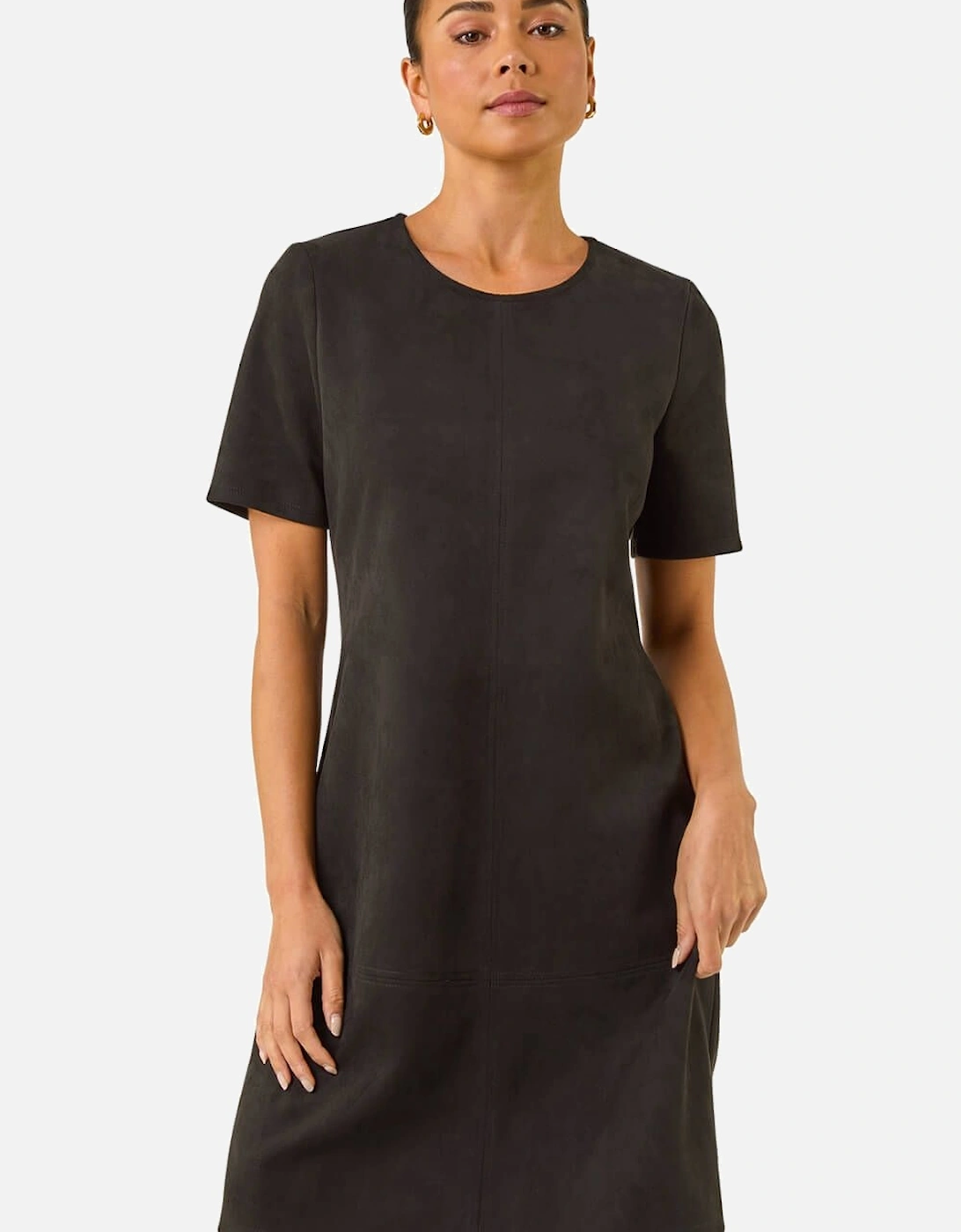Petite Premium Stretch Suede Shift Dress, 2 of 1