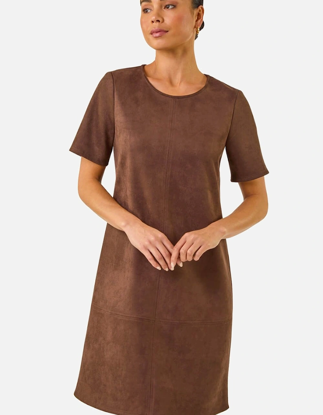 Petite Premium Stretch Suede Shift Dress, 2 of 1
