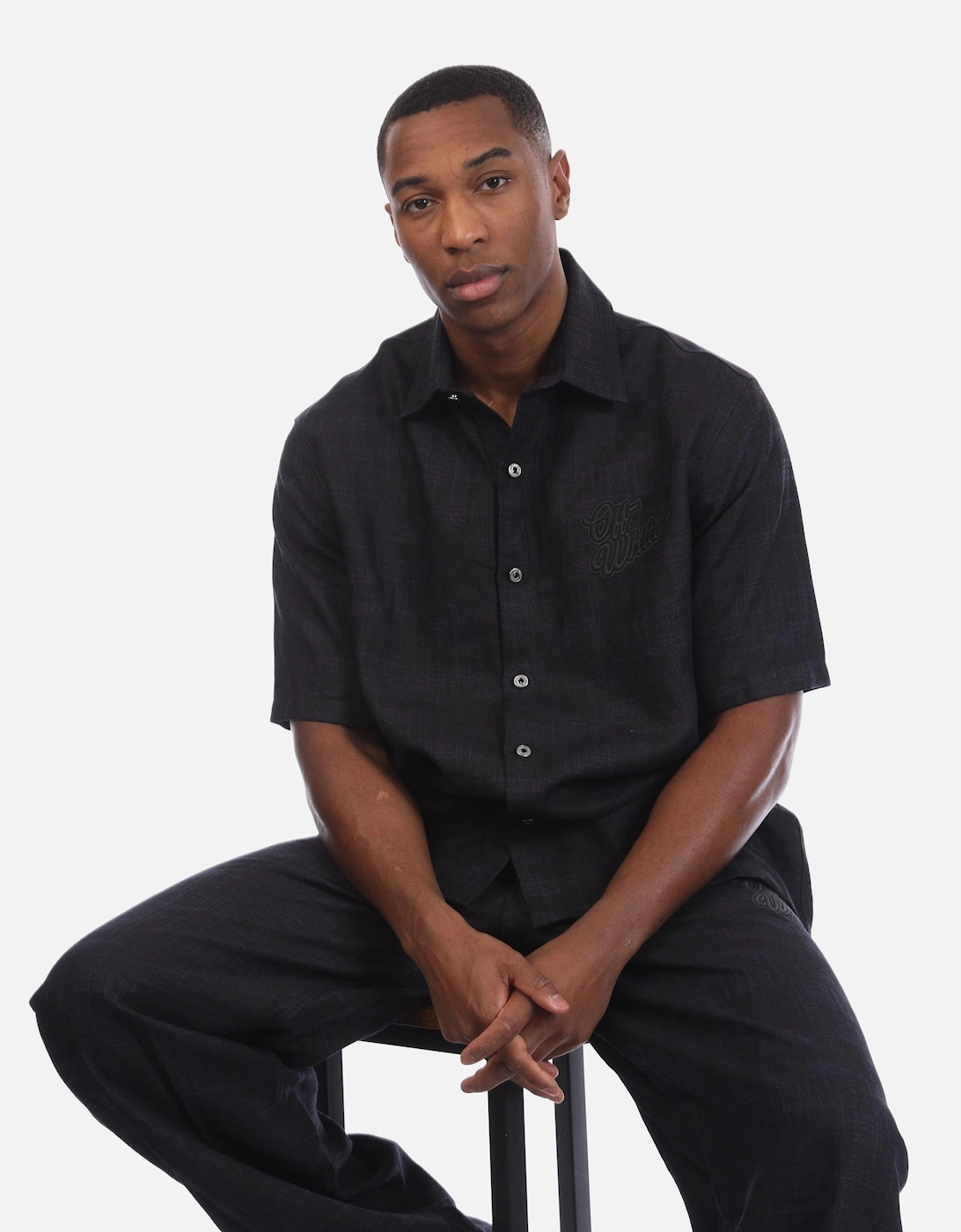 90s Logo Linen Bowling Shirt