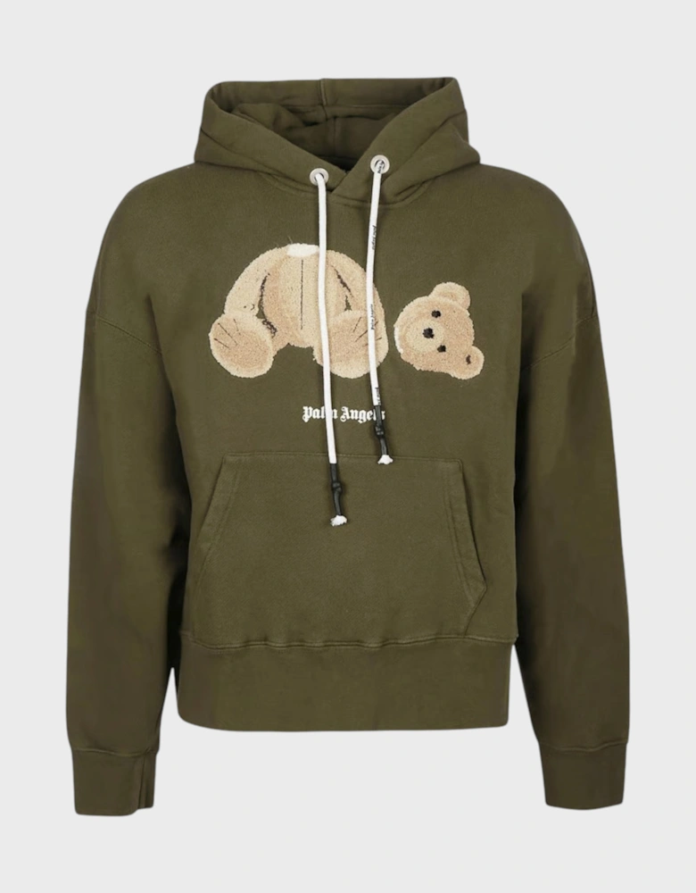 Embroidery Bear Hoodie Military Brown