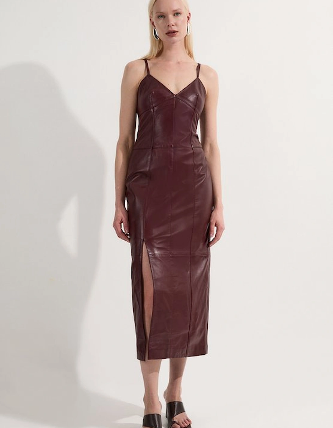 Leather Strappy Corset Maxi Dress