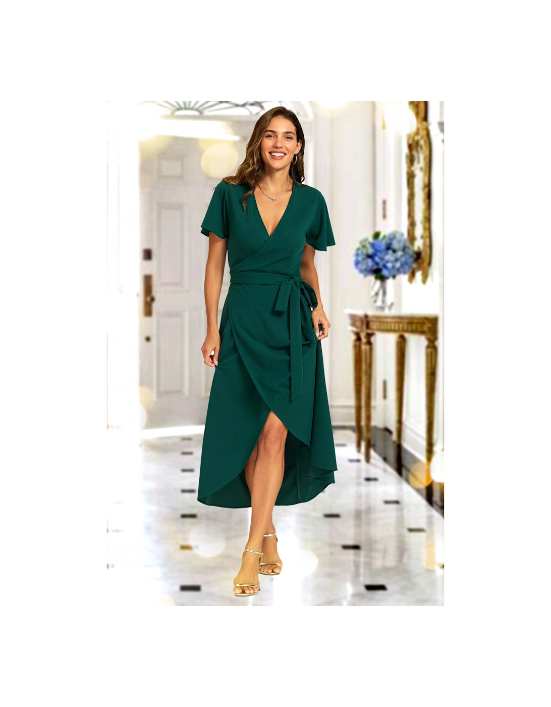 Wrap Maxi Dress In Green, 2 of 1