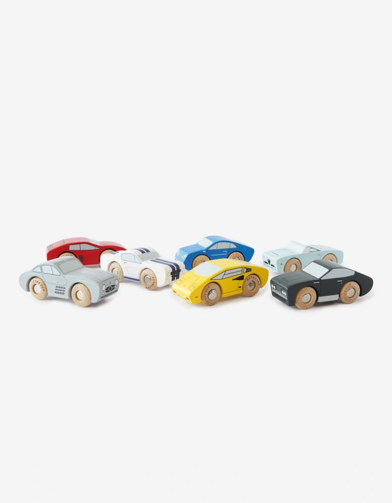 Classic Wooden Sports Cars-7 Piece (W:9 x D:3 x H:3.3 cm)