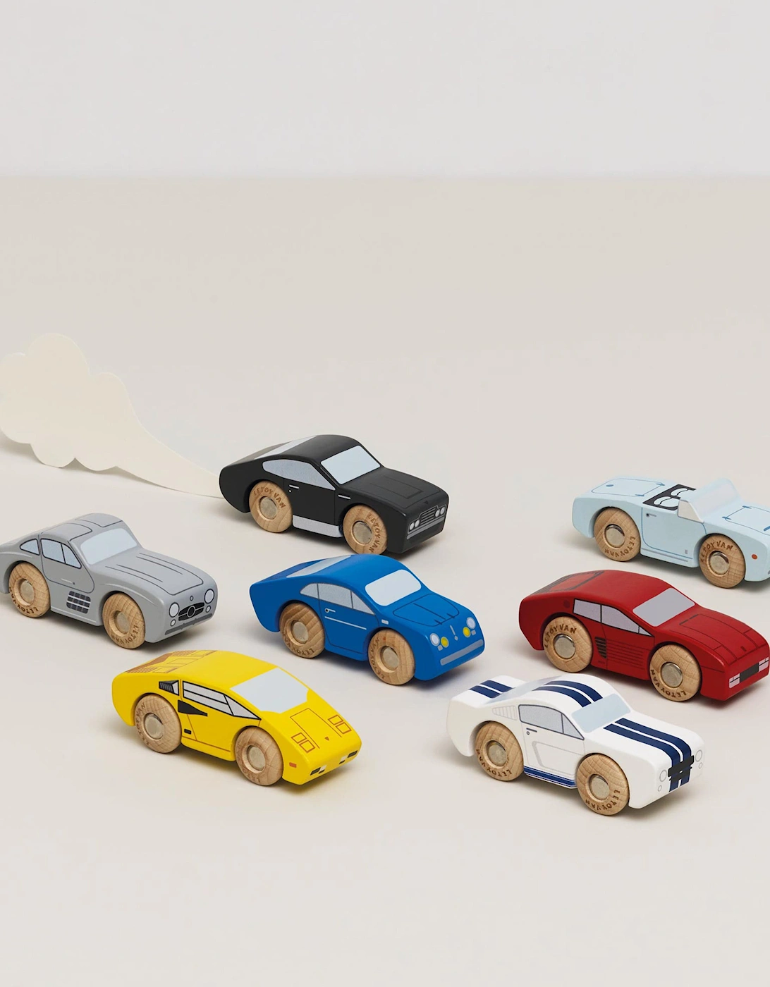 Classic Wooden Sports Cars-7 Piece (W:9 x D:3 x H:3.3 cm)