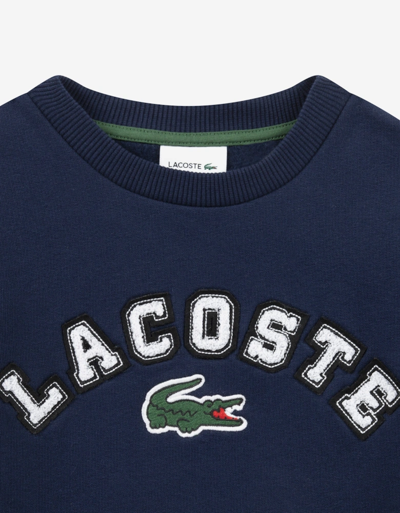 Boys Chenille Logo Sweatshirt in Navy