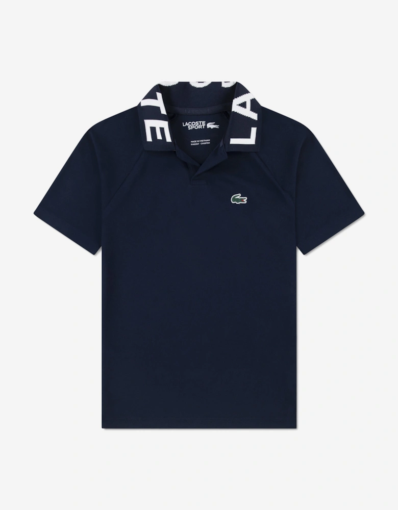 Boys Sport Jacquard Polo Shirt in Navy