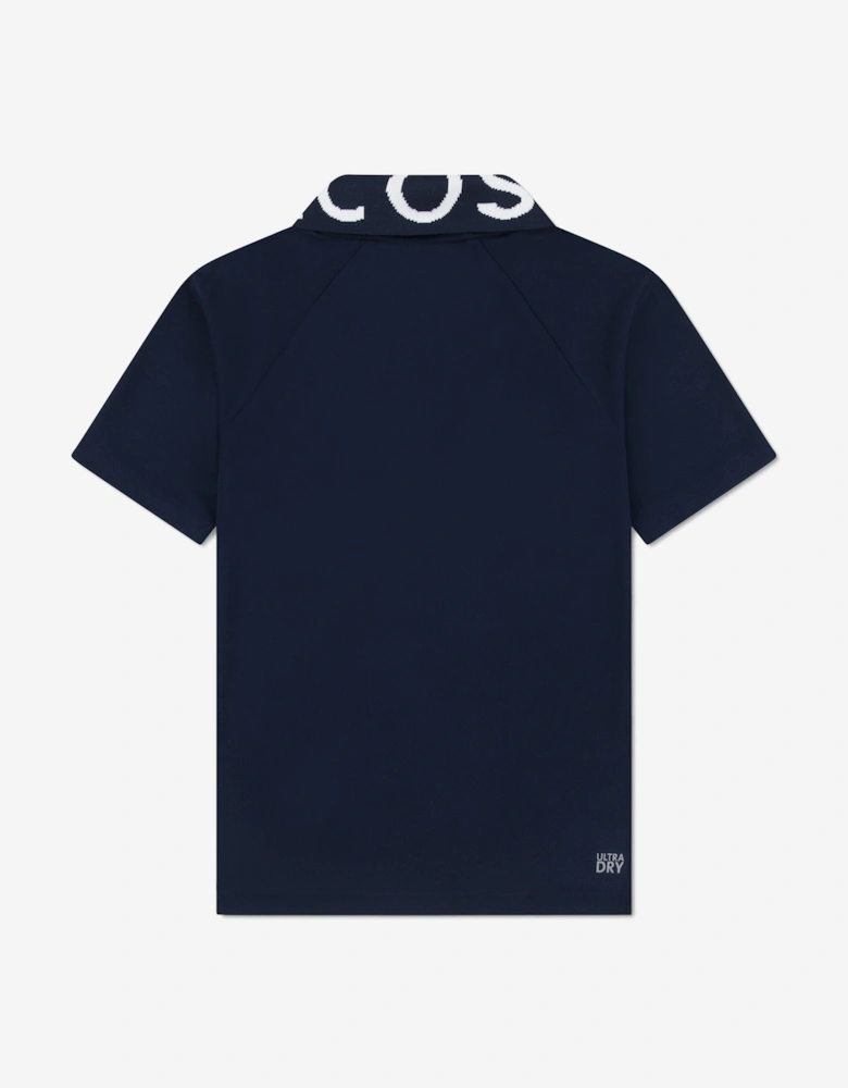 Boys Sport Jacquard Polo Shirt in Navy