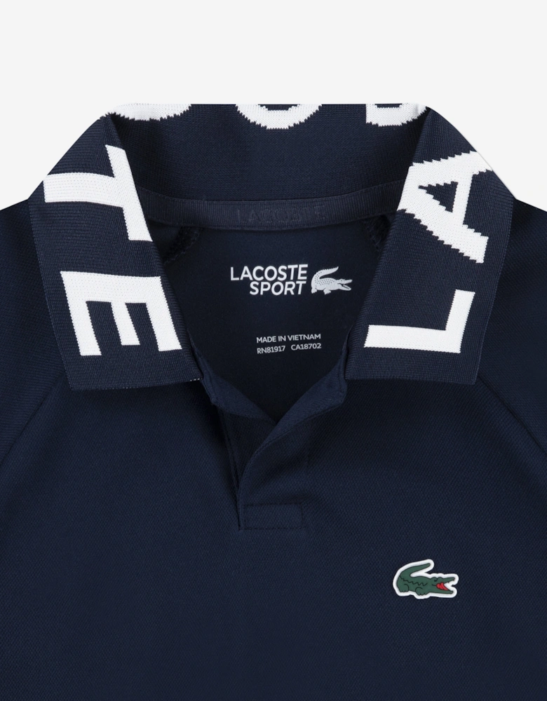 Boys Sport Jacquard Polo Shirt in Navy