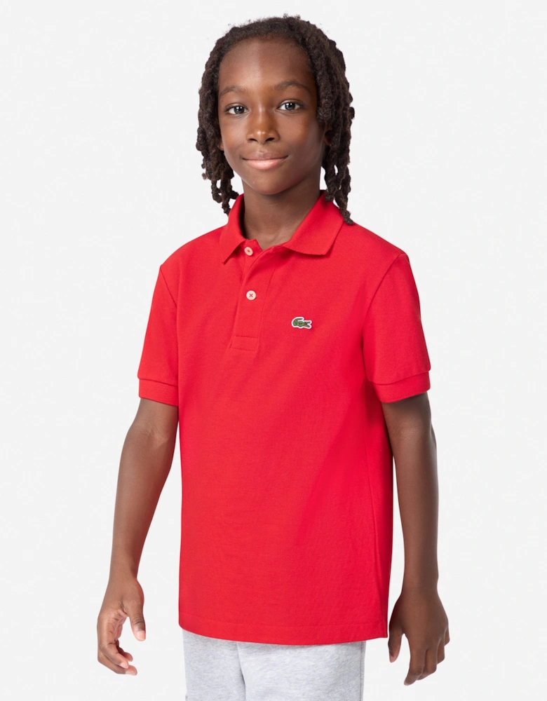 Boys Petit Pique Polo Shirt in Red