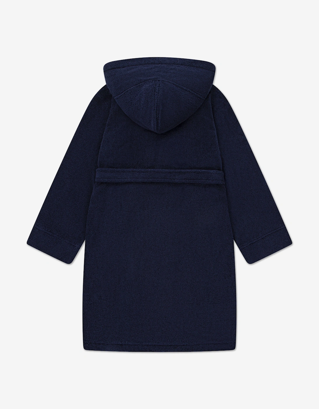 Boys Hooded Plush Terry Bathrobe in Navy