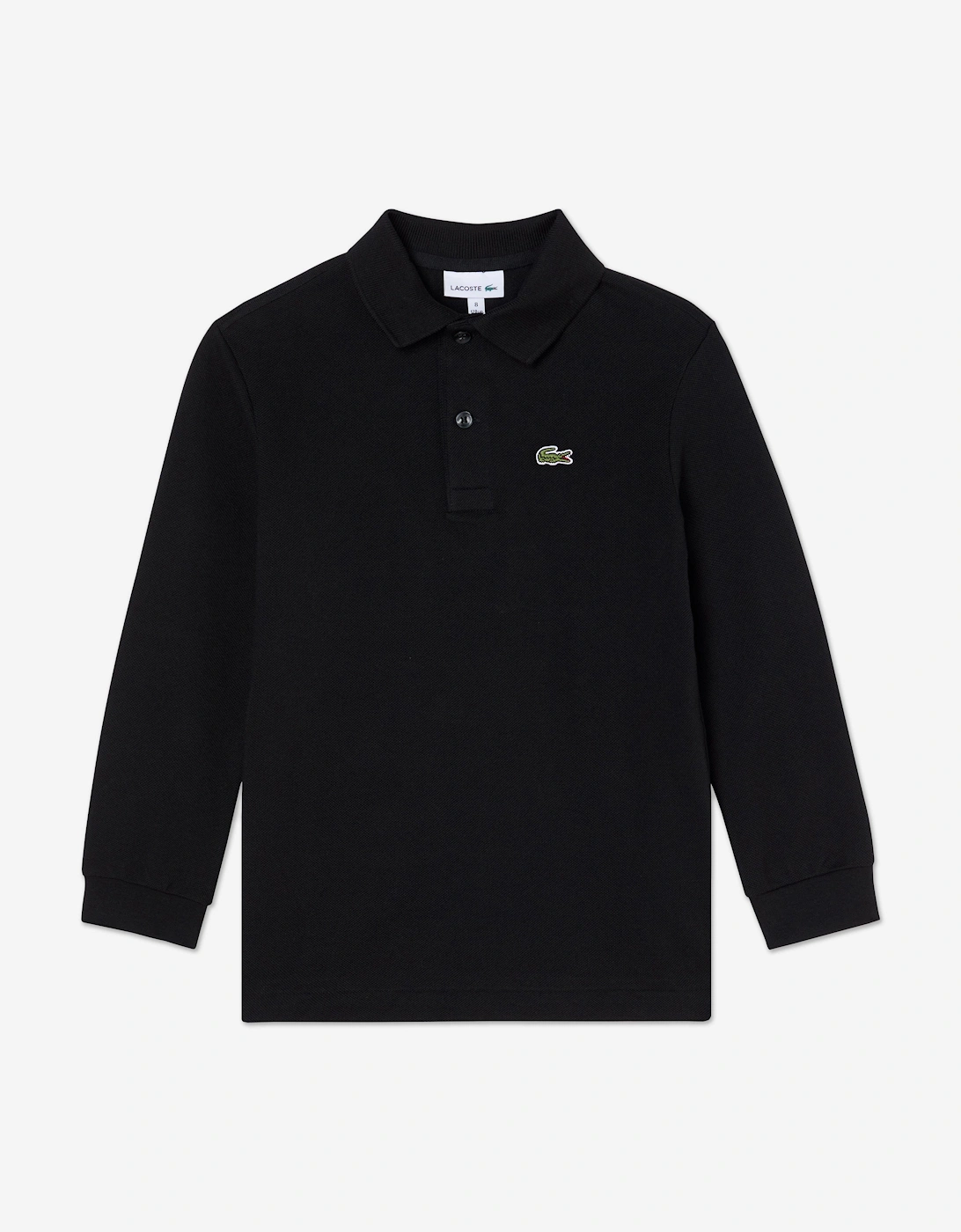 Boys Long Sleeve Pique Polo Shirt in Black, 5 of 4