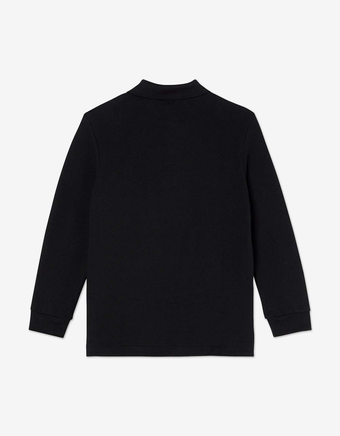 Boys Long Sleeve Pique Polo Shirt in Black
