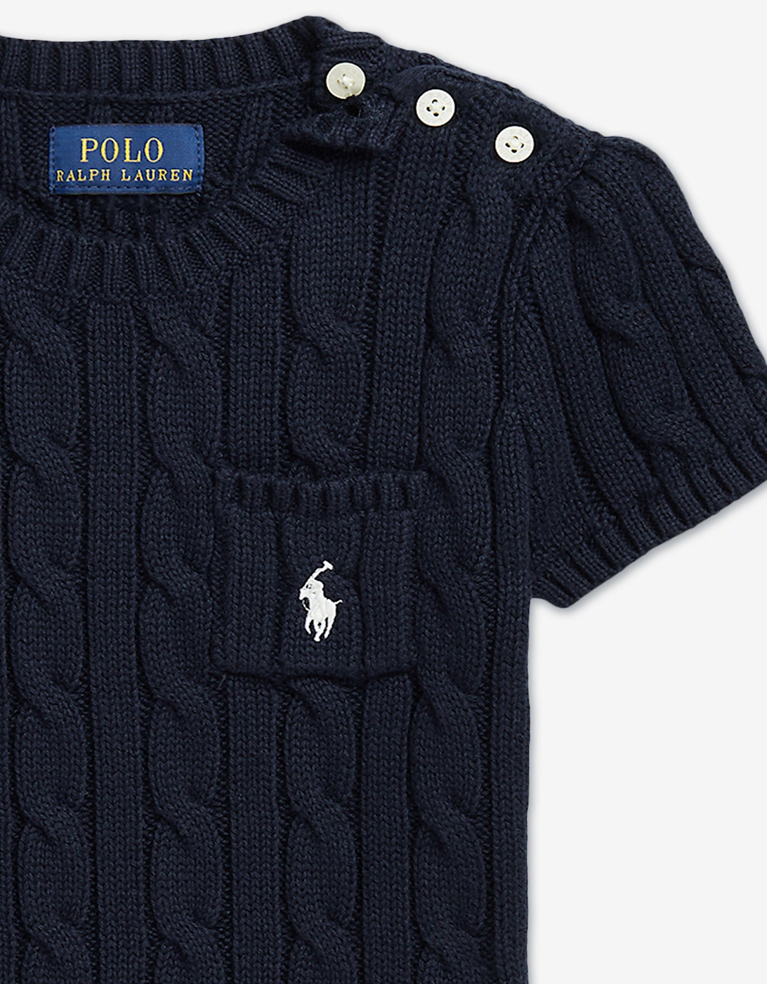 Girls Cable Knit Pullover in Navy