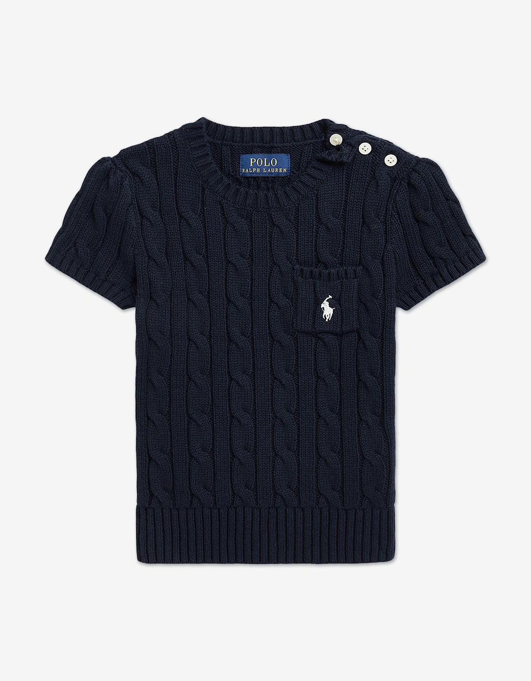 Girls Cable Knit Pullover in Navy, 5 of 4