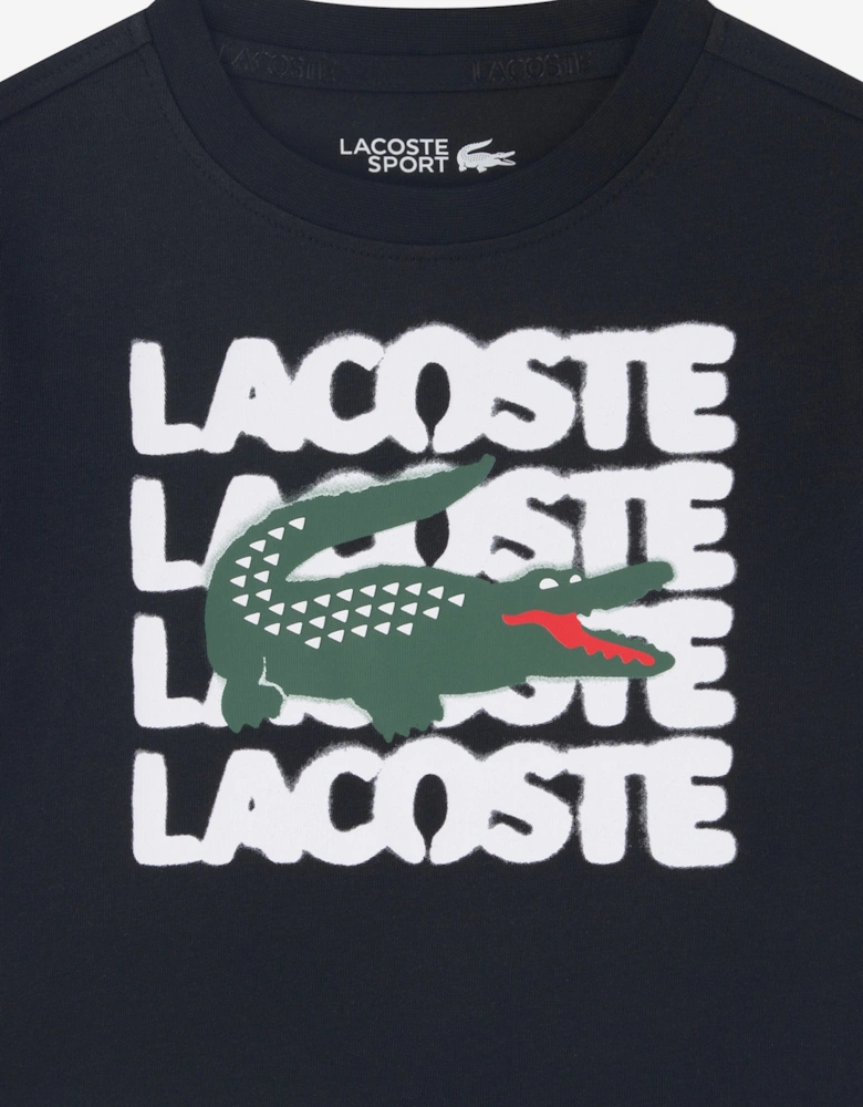 Boys Logo Sprayed Word T-Shirt in Black