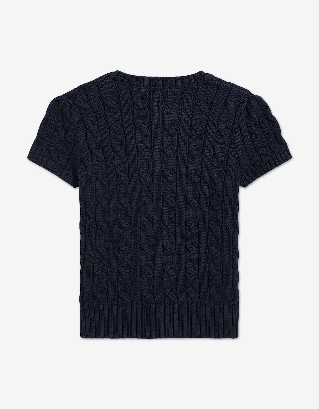 Girls Cable Knit Pullover in Navy