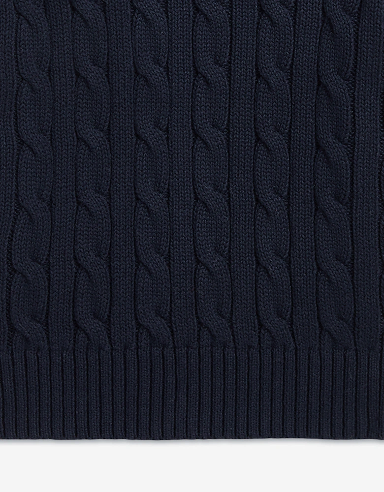 Girls Cable Knit Pullover in Navy