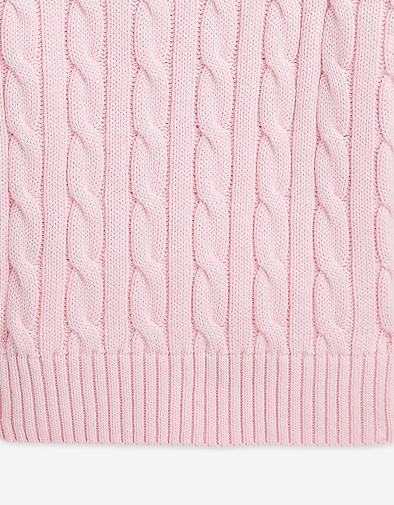 Girls Cable Knit Pullover in Pink