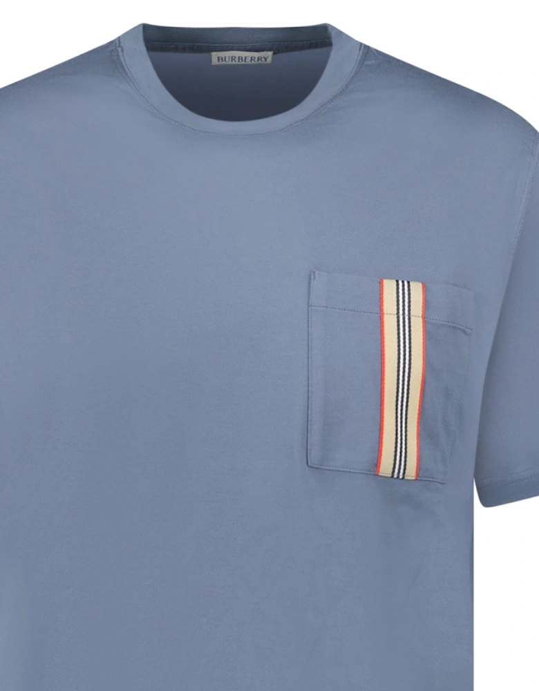 Burberry 'Ellison' Stripe Pocket T-Shirt Carbon Blue
