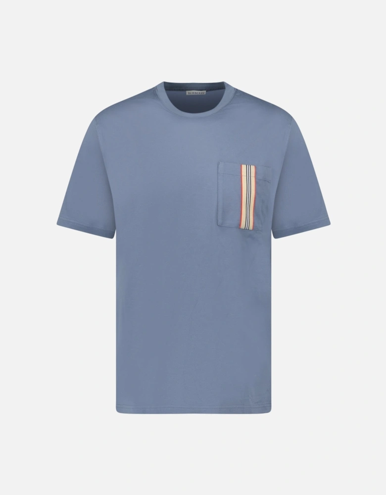 Burberry 'Ellison' Stripe Embroidery T-Shirt Carbon Blue