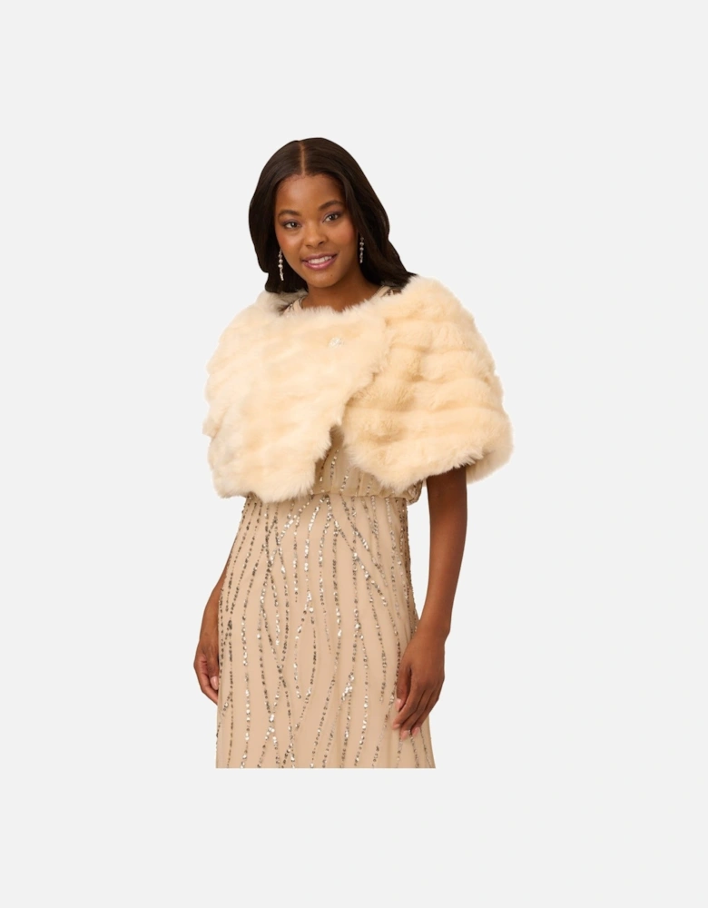 Faux Fur Brooch Coverup