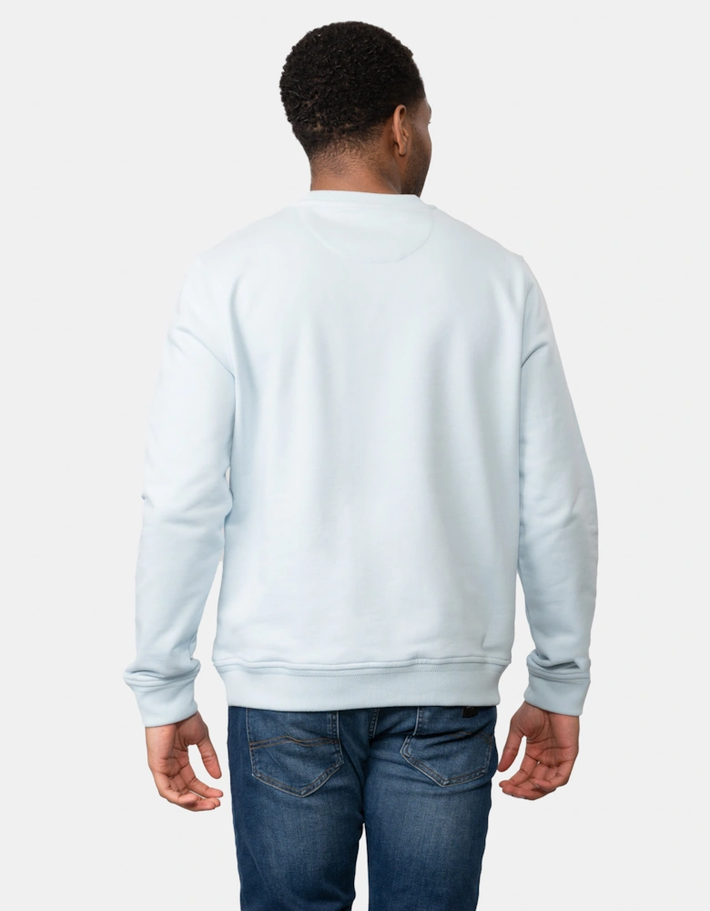 Mens Crew Neck Sweatshirt With Logo Patch - Sky Blue